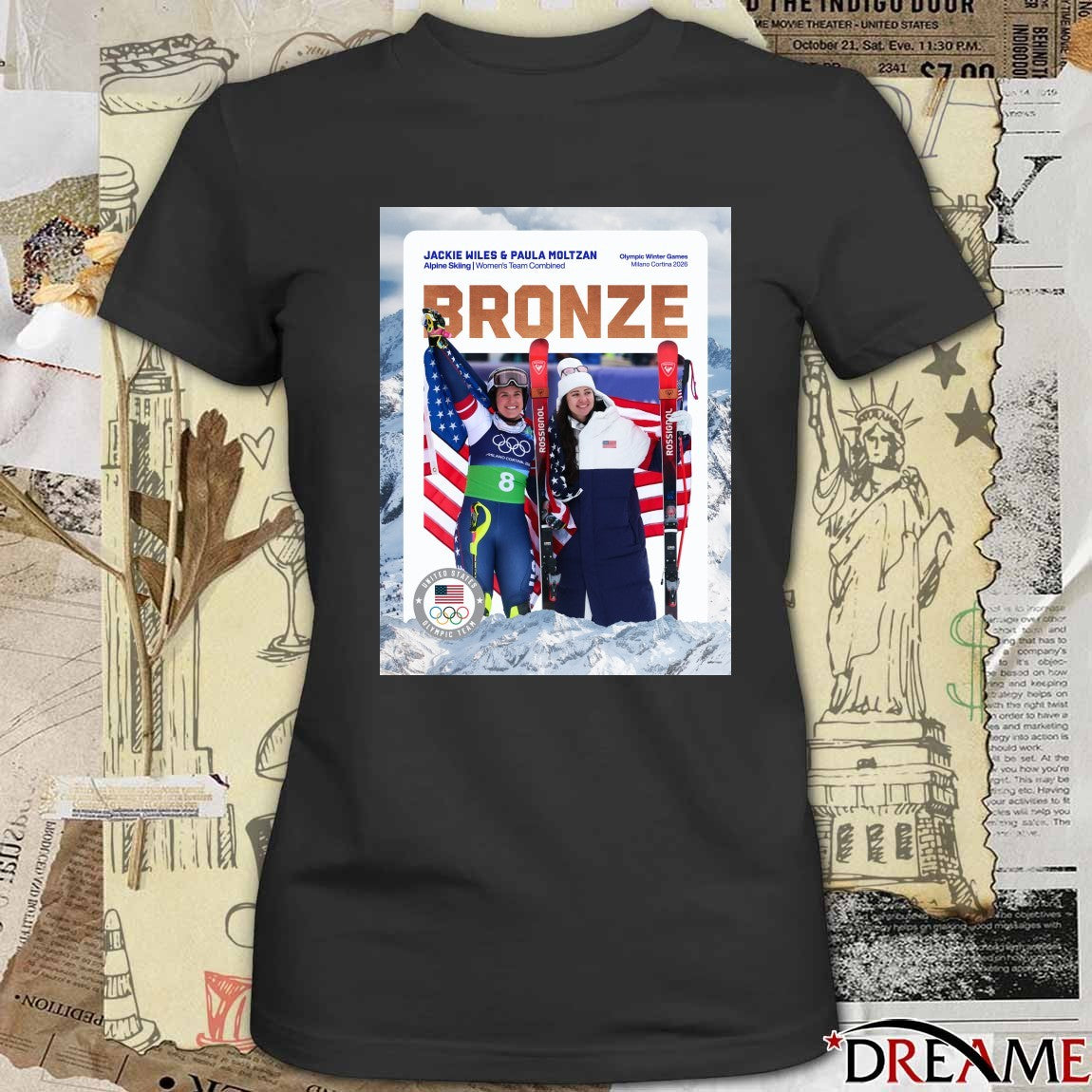 Bronze Jackie Wiles And Paula Moltzan Alpine Skiing Women’s Team Combined 2026 Poster t-shirt