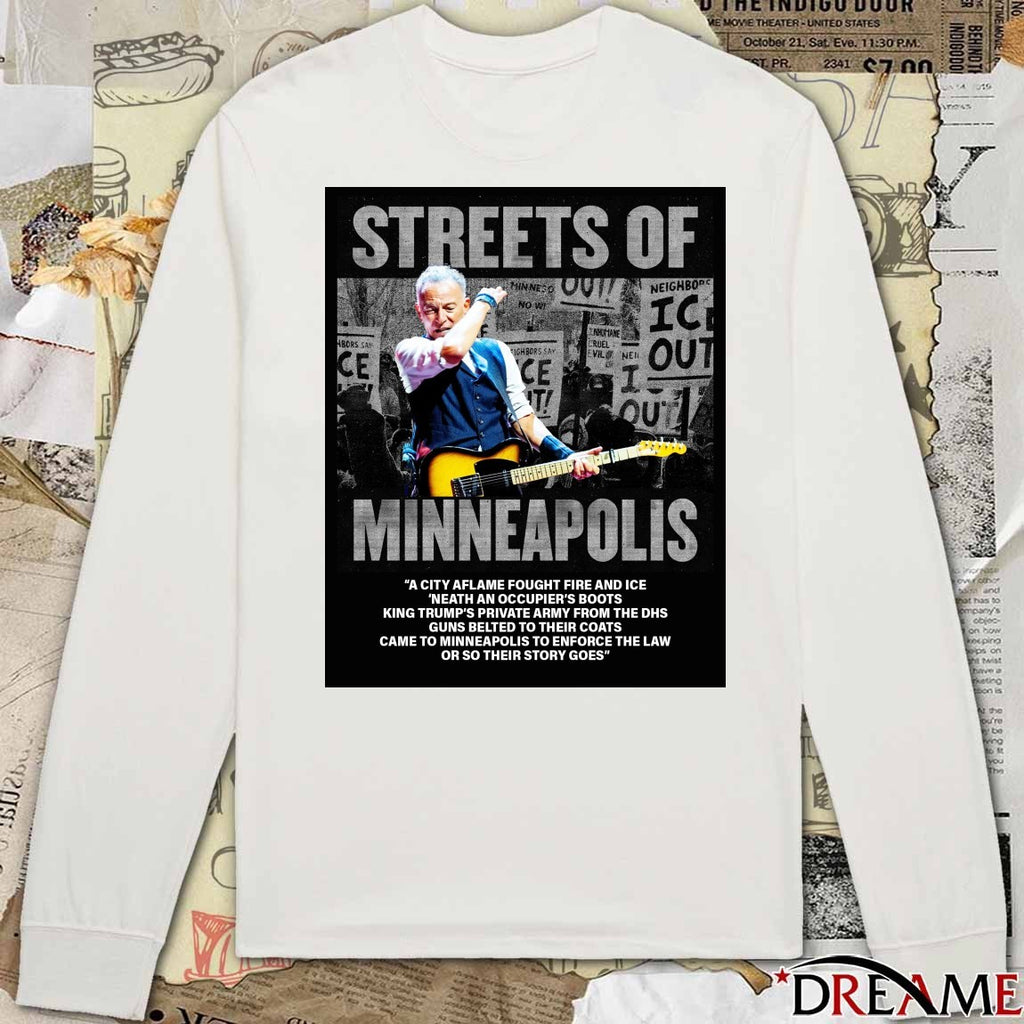 Bruce Springsteen Streets Of Minneapolis A City Aflame Fought Fire And ICE Poster t-shirt