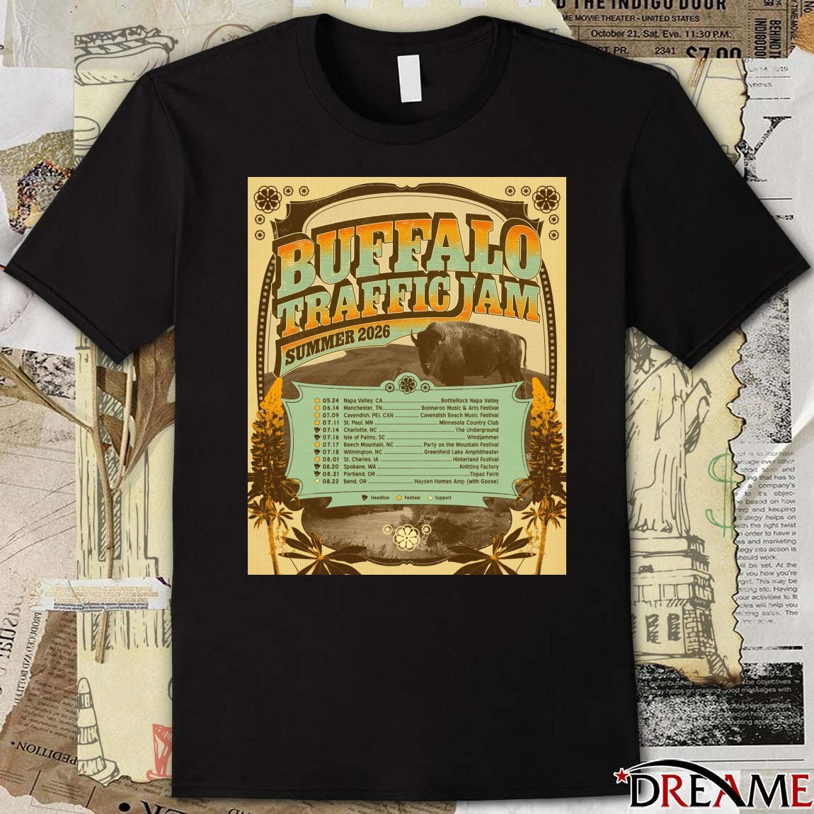 Buffalo Traffic Jam Summber 2026 Tour Dates May 24 – Aug 22 Poster t-shirt