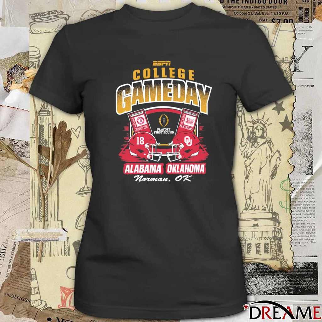 CFP ’25-’26 College Gameday Alabama vs. Oklahoma 1st Round Norman OK Ticket t-shirt