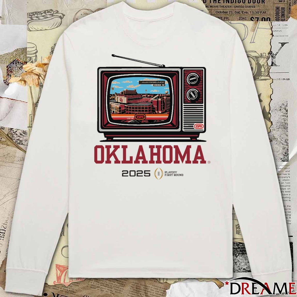 CFP ’25-’26 Oklahoma Sooners TV Stadium Playoff First Round t-shirt