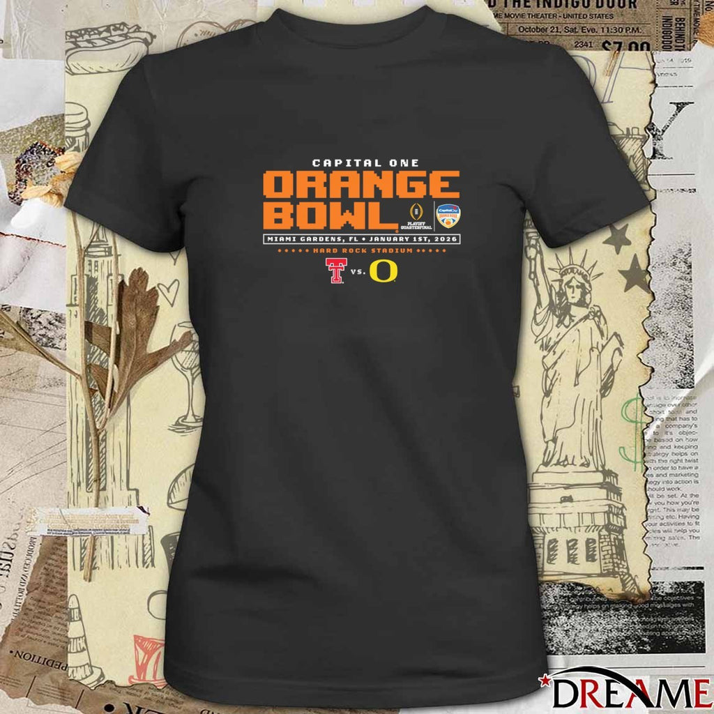 Capital One Orange Bowl Jan 1 2026 Texas Tech Vs Oregon Hard Rock Stadium Miami Gardens FL Duck Hunt t-shirt