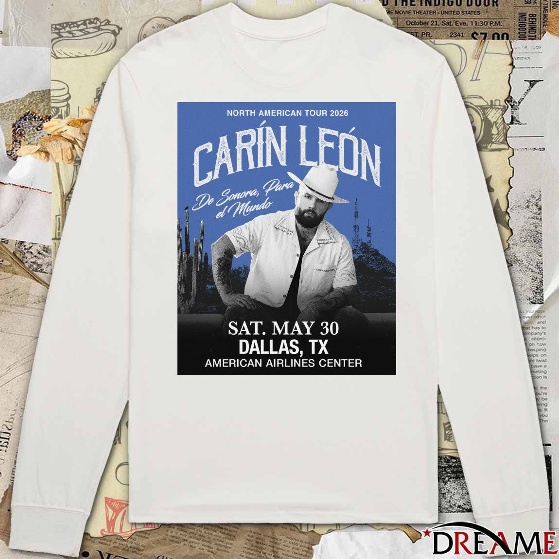 Carin Leon Poster New Tour 2026 Sat. May 30 Dallas, Tx American Airlines Center t-shirt