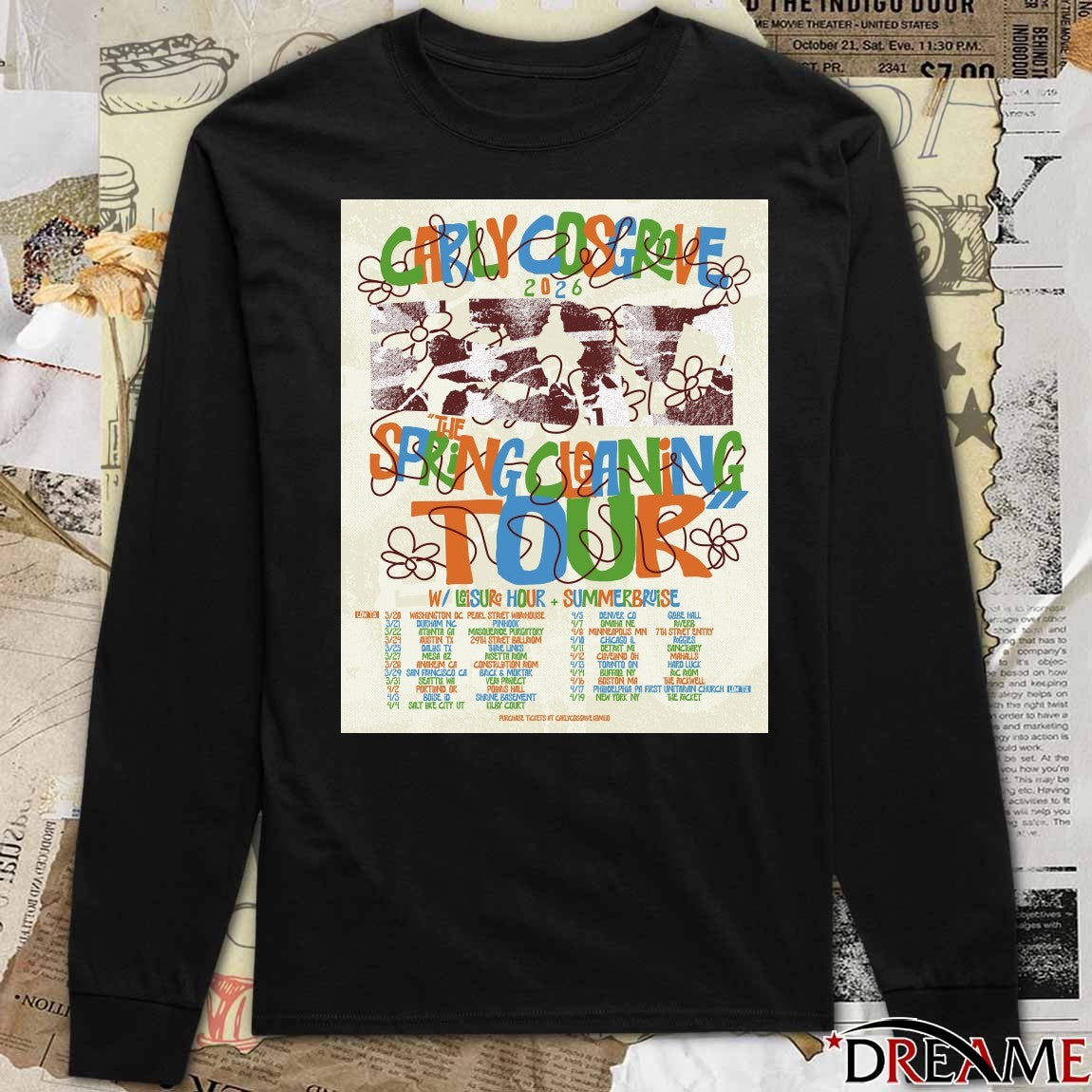 Carly Cosgrove 2026 The Spring Leaning Tour March – April Poster t-shirt