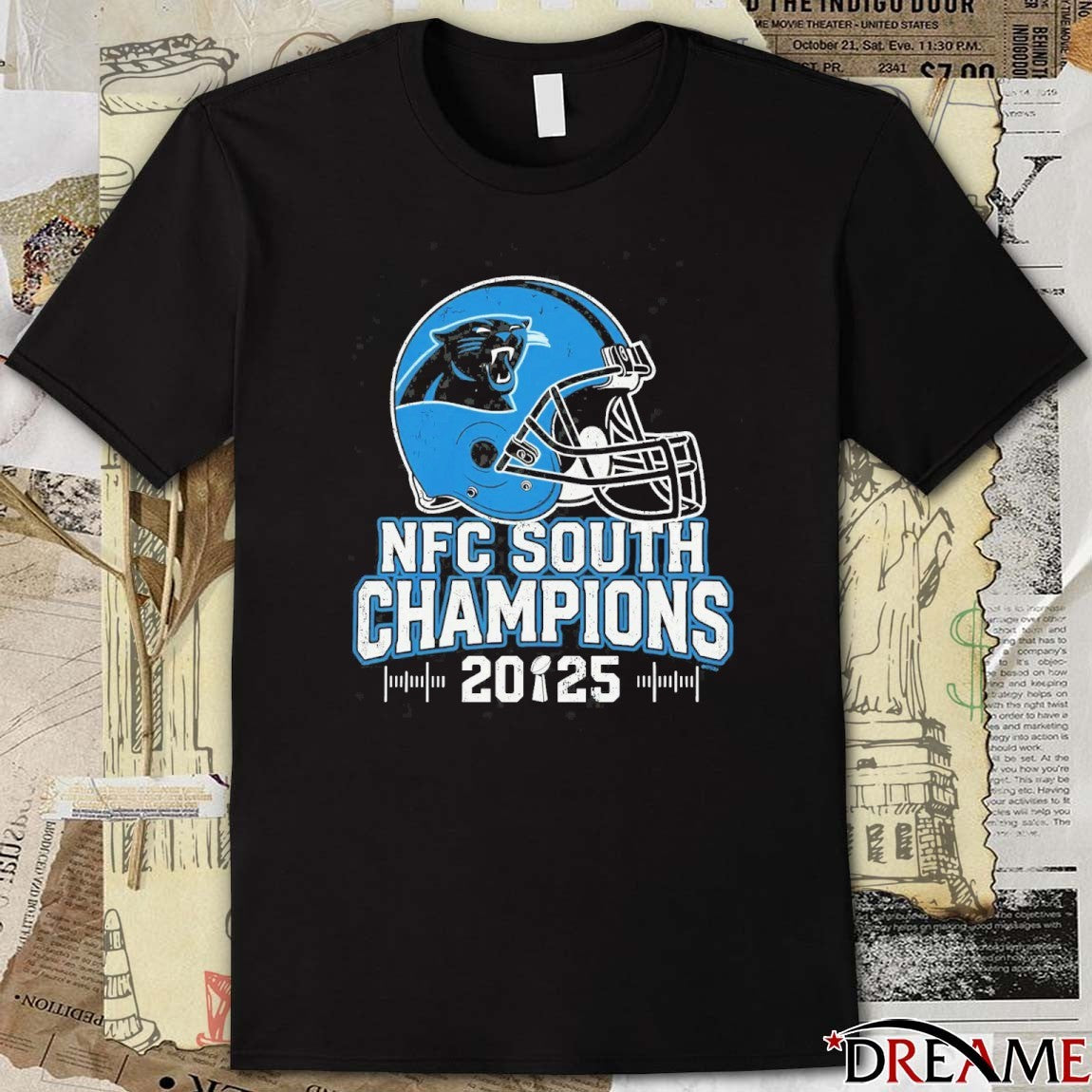 Carolina Panthers 2025 NFC South Champions Helmet t-shirt