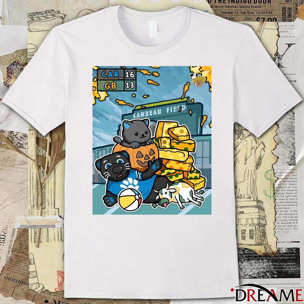 Carolina Panthers Vs Green Bay Packers Final Score 16 – 13 Lambeau Field Victory Doodle Poster t-shirt
