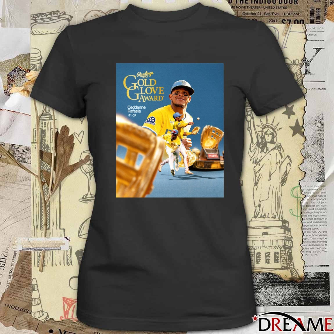 Ceddanne Rafaela Boston Red Sox 2025 Rawlings Gold Glove Award Poster t-shirt