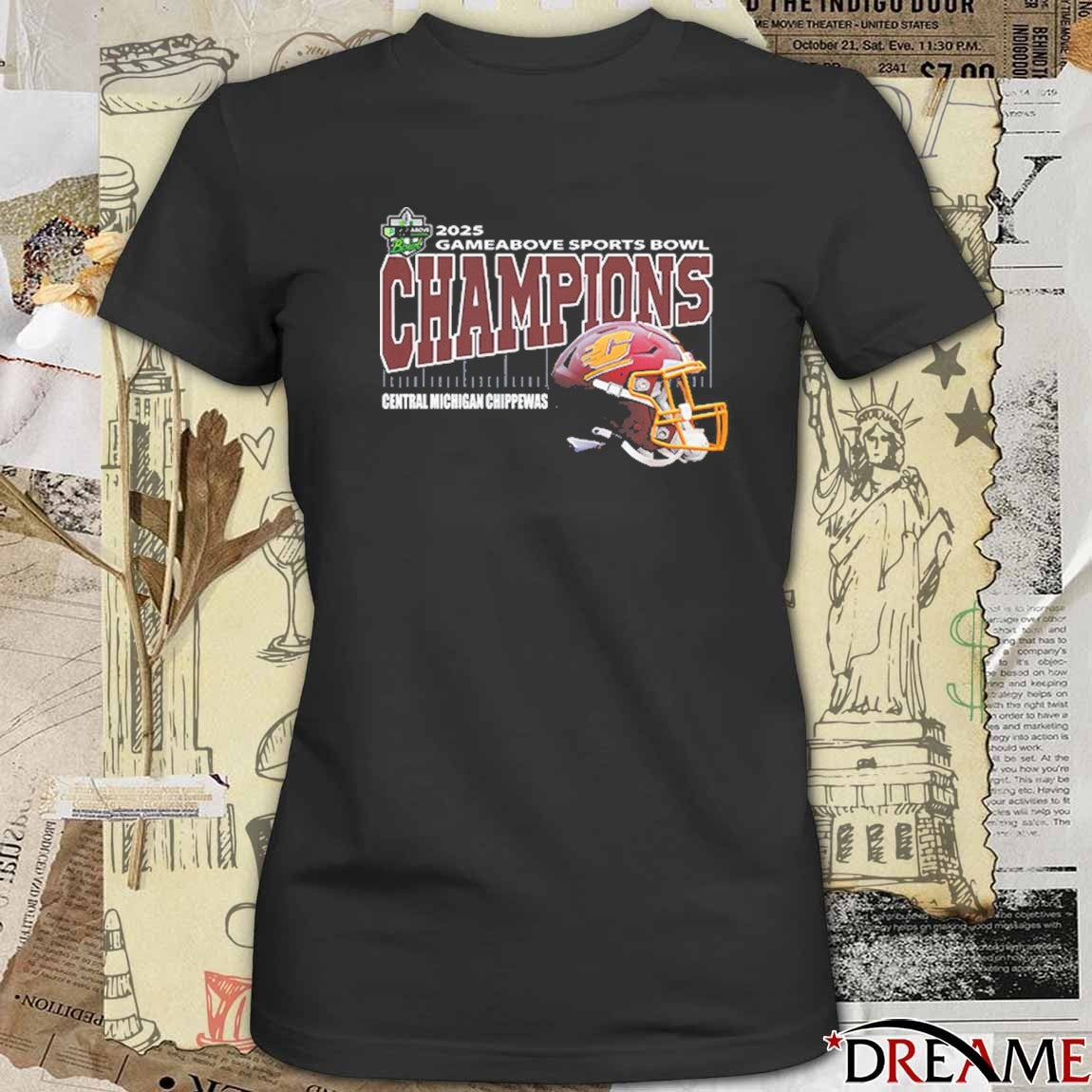 Central Michigan Chippewas Gameabove Sports Bowl Champions Ford Field Detroit MI 2025 Helmet t-shirt