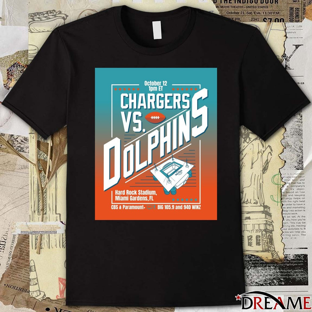 Chargers Vs Dolphins October 12 2025 Hard Rock Stadium Miami Gardens FL Poster t-shirt