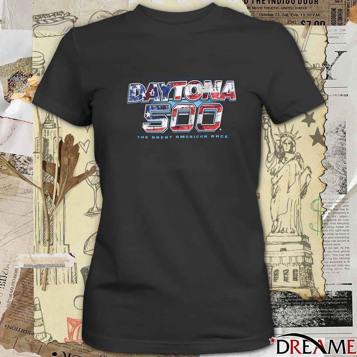 Checkered Flag Sports Daytona International Speedway 2026 Daytona 500 The Great American Race USA Flag Graphic t-shirt
