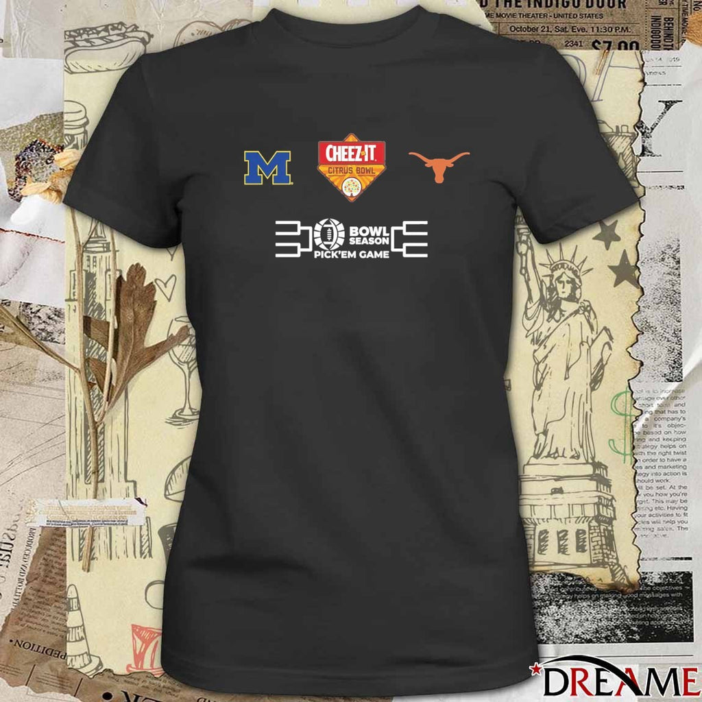 Cheez-It Citrus Bowl Michigan Wolverines vs Texas Longhorn Bowl Season Pick’em Game Logos t-shirt