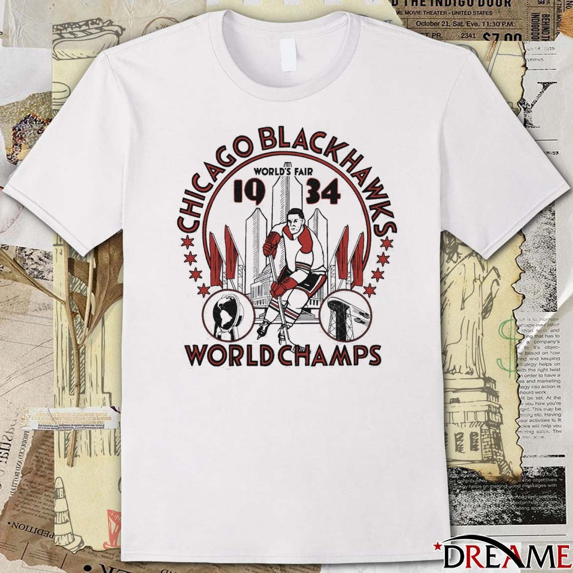 Chicago Blackhawks World’s Fair 1934 World Champs Homage t-shirt