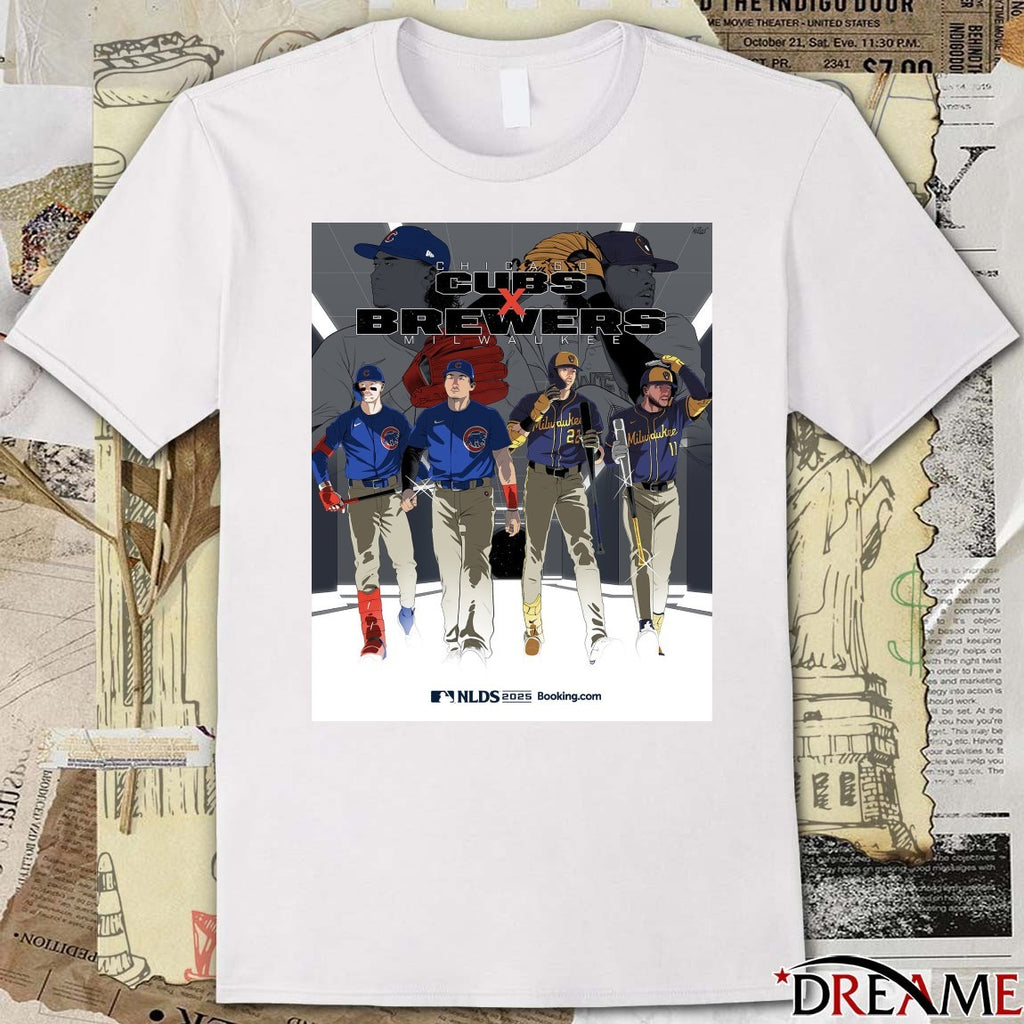 Chicago Cubs Vs Milwaukee Brewers 2025 MLB National League Division Series Art Poster t-shirt