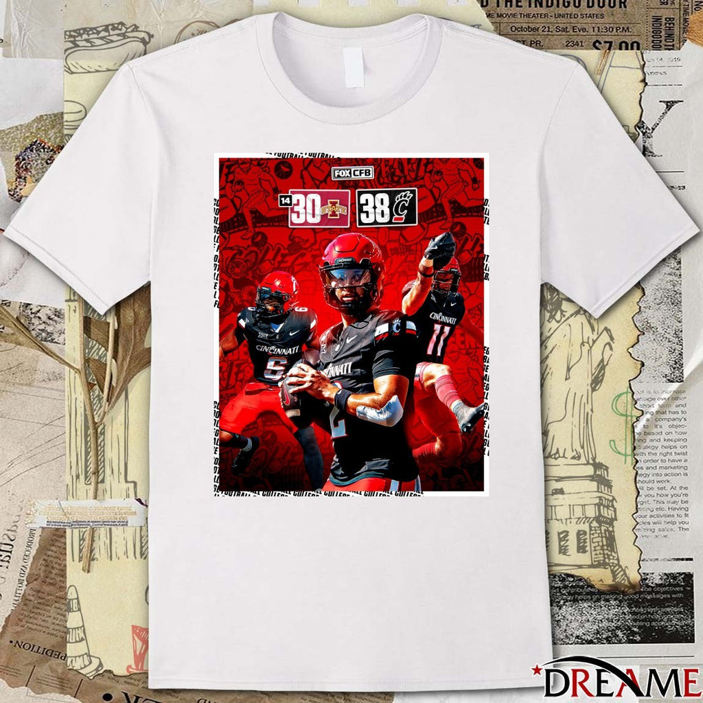 Cincinnati Bearcats Vs Iowa State Cyclones 38 – 30 Score on October 5, 2025 Poster t-shirt