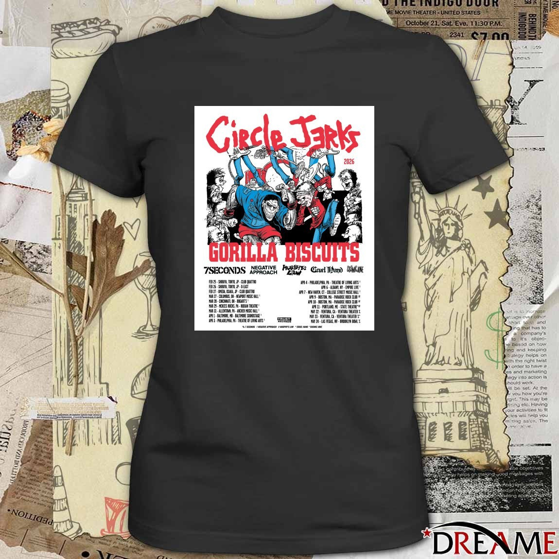 Circle Jerks, Gorilla Biscuits and Negative Approach Tour Starts 2026 Poster t-shirt