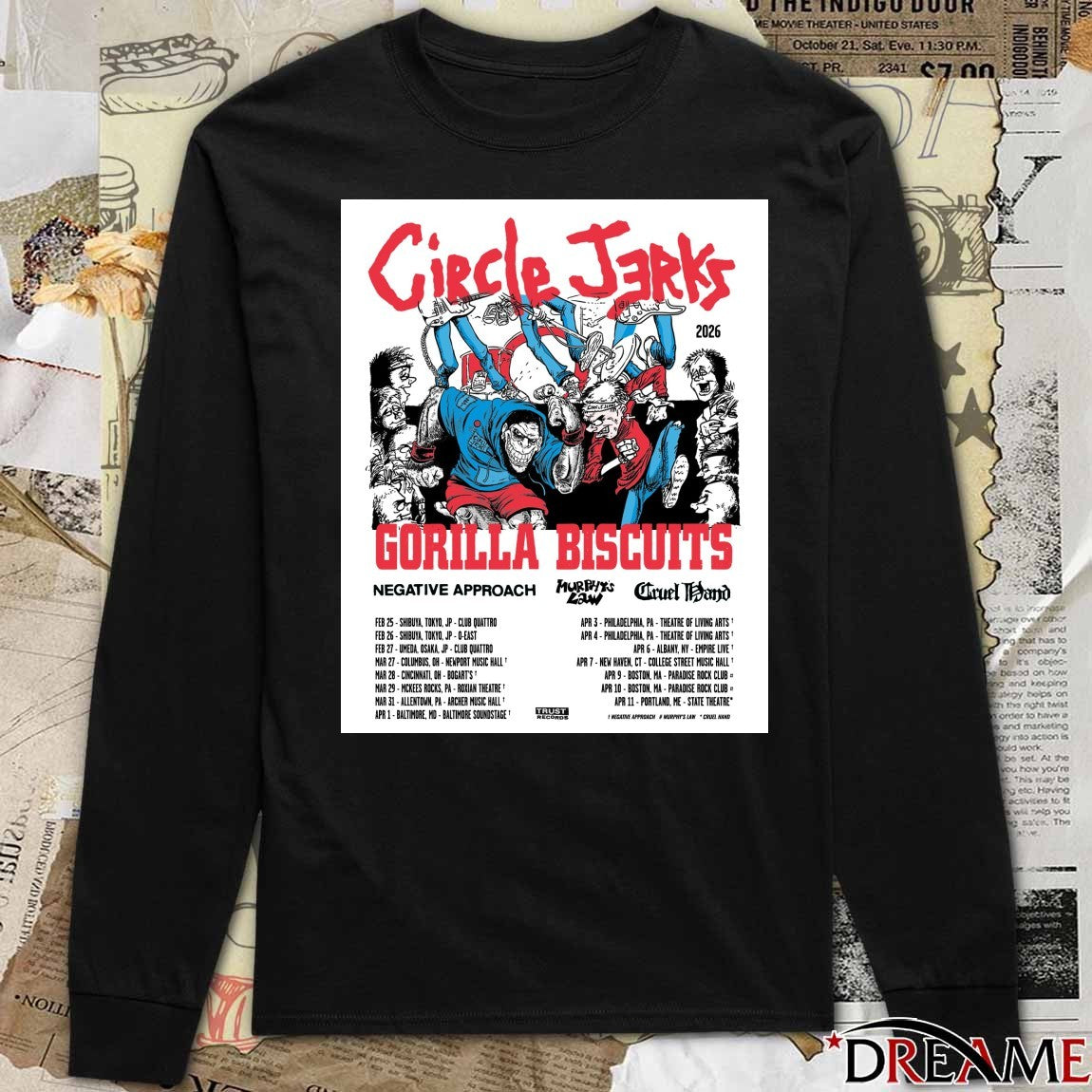 Circle Jerks and Gorilla Biscuits 2026 February 25 Club Quattro Shibuya Tokyo Japan Low Tix Poster t-shirt
