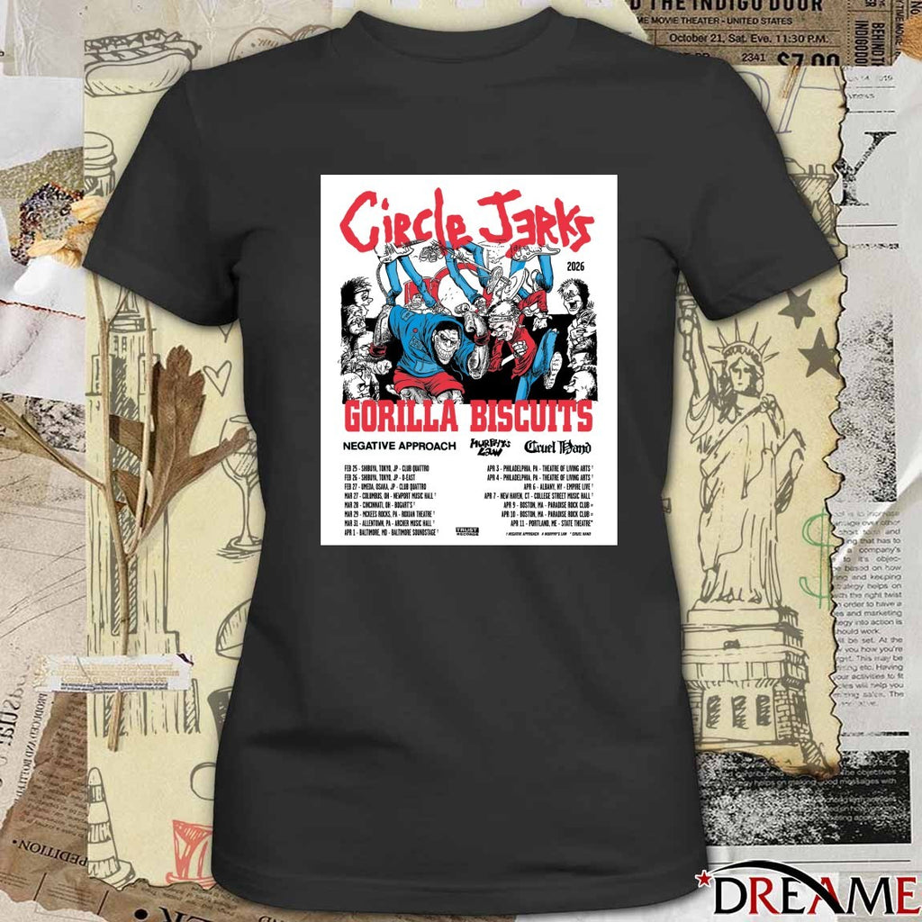 Circle Jerks and Gorilla Biscuits 2026 February 25 Club Quattro Shibuya Tokyo Japan Low Tix Poster t-shirt