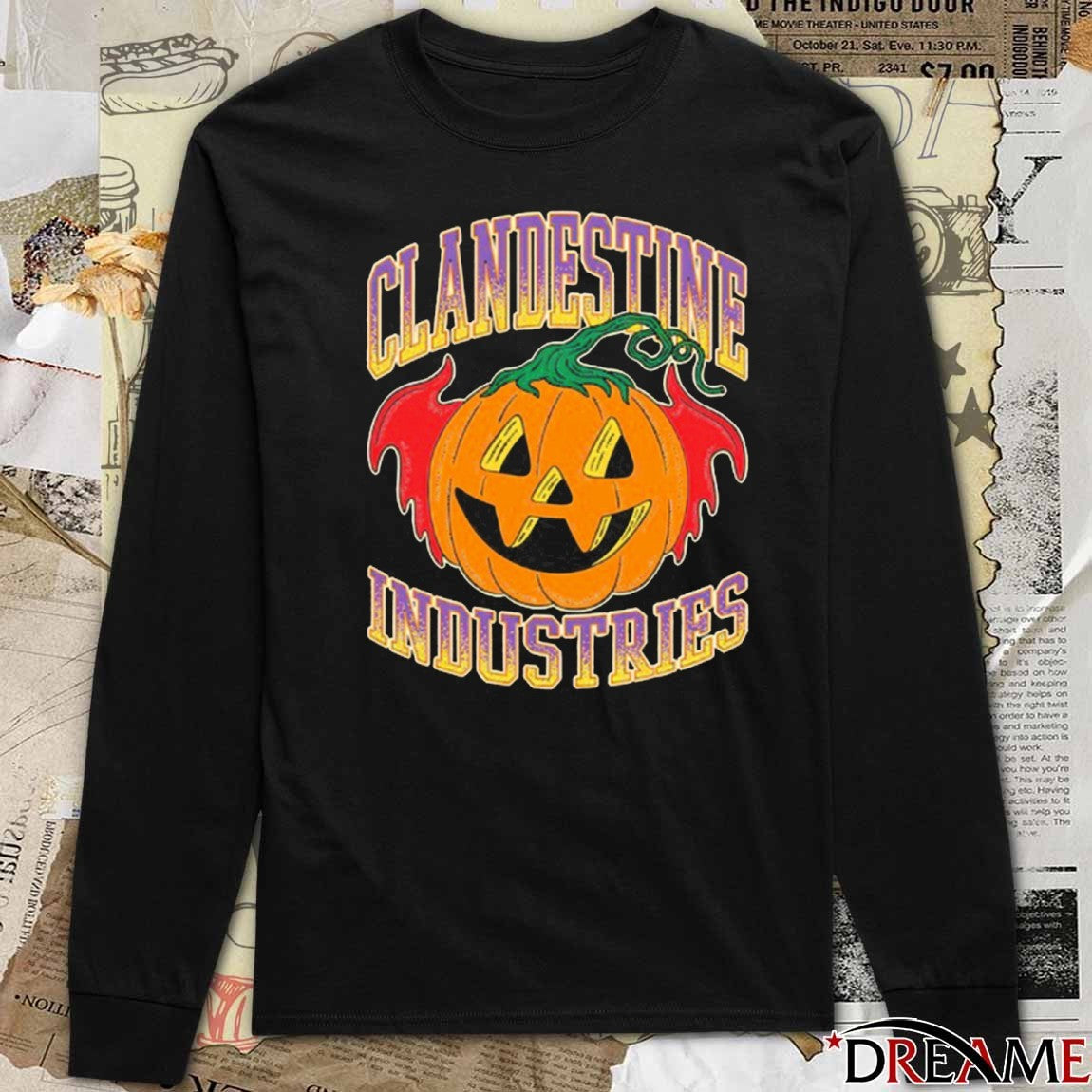Clandestine Industries Bat Pumpkin Halloween 2025 Retro t-shirt