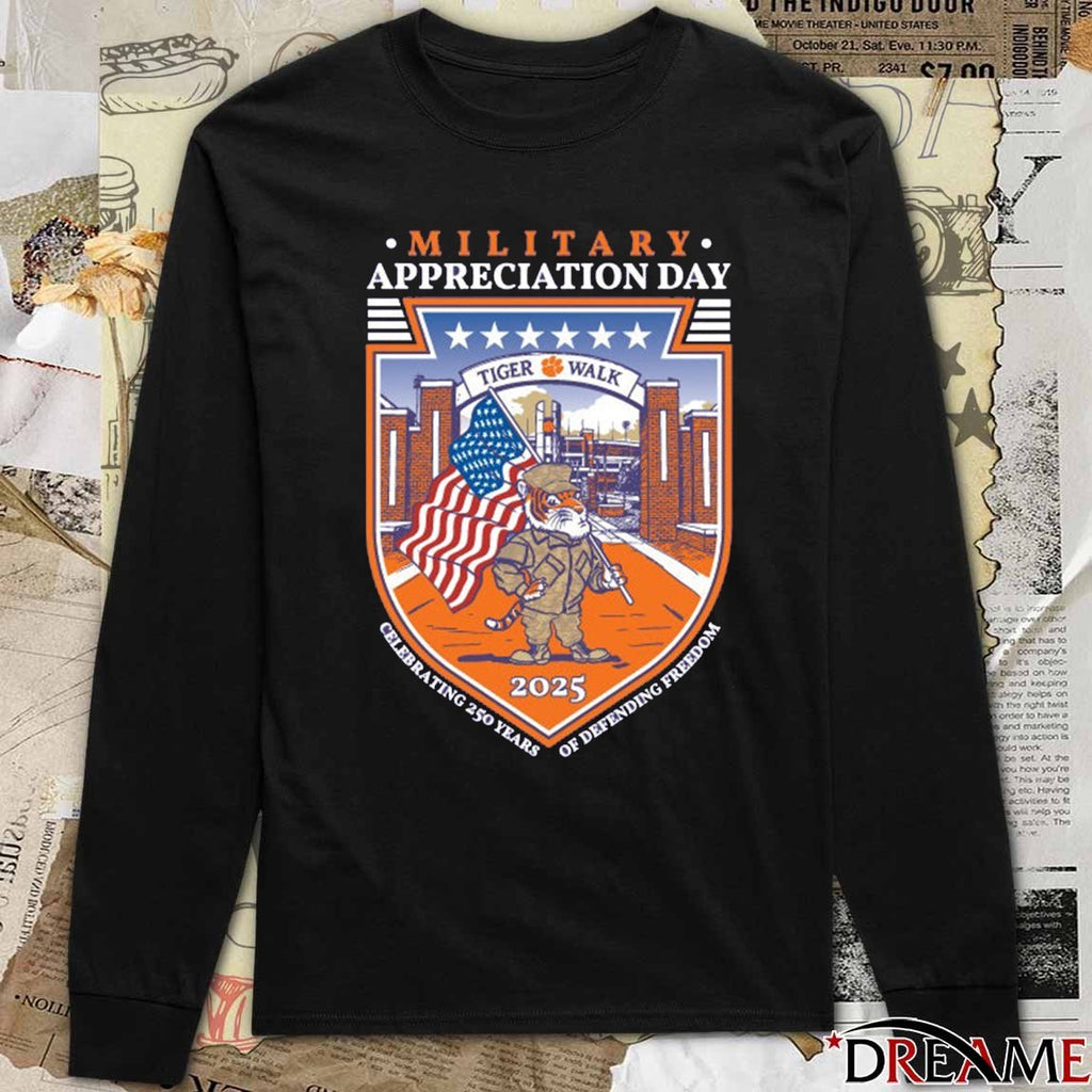 Clemson Tigers 2025 Military Appreciation Day Celebrating 250 Years Of Defending Freedom t-shirt