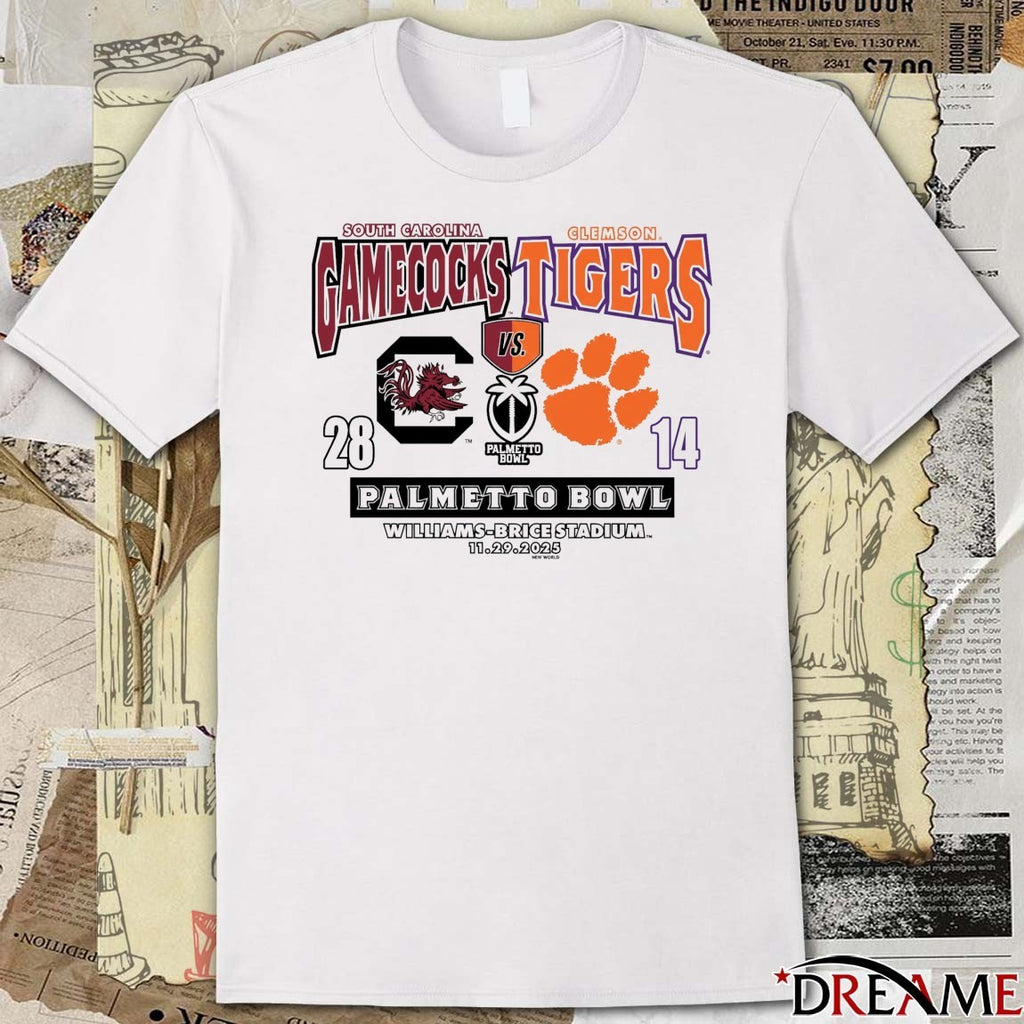 Clemson Tigers 28 – 14 South Carolina Gamecocks 2025 Palmetto Bowl Williams-brice Stadium 11.29.2025 t-shirt