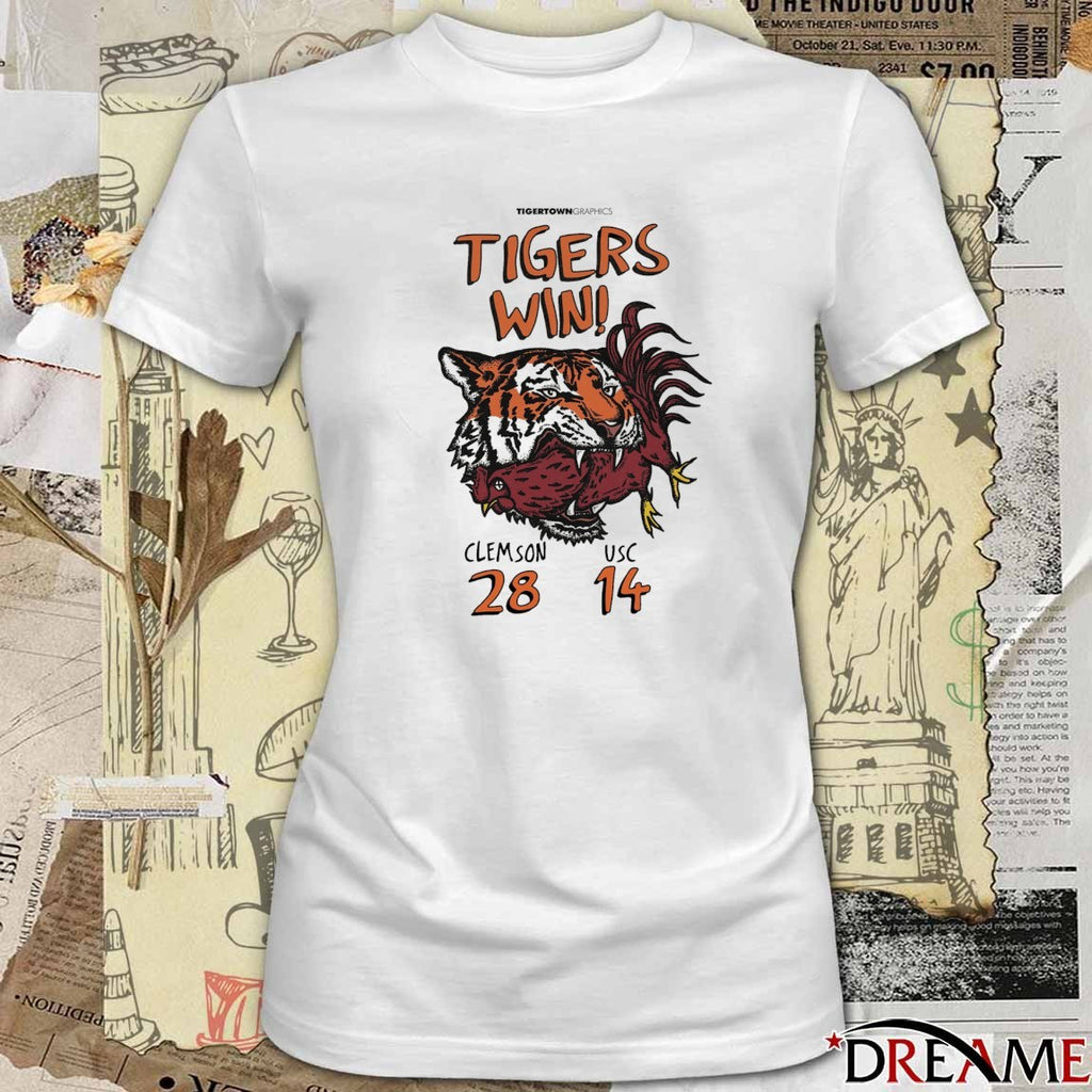 Clemson Tigers Vs USC Trojans Final Score 28 – 14 Tigers Win Tigertown Graphics t-shirt