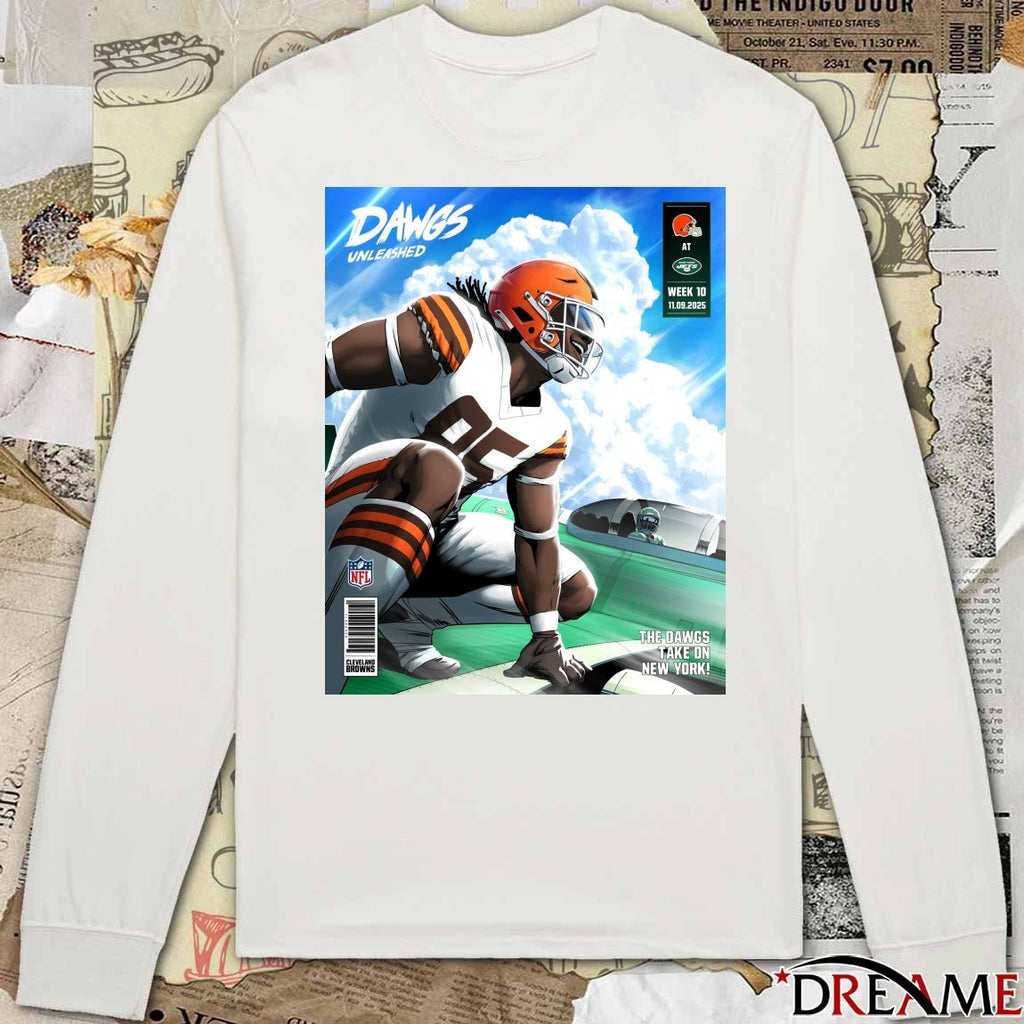 Cleveland Browns vs New York Jets Week 10 09 November 2025 The Dawgs Take On New York Poster t-shirt