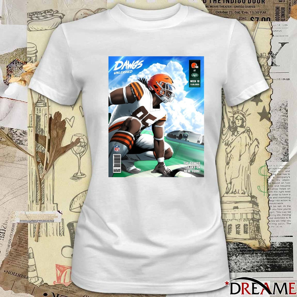 Cleveland Browns vs New York Jets Week 10 09 November 2025 The Dawgs Take On New York Poster t-shirt