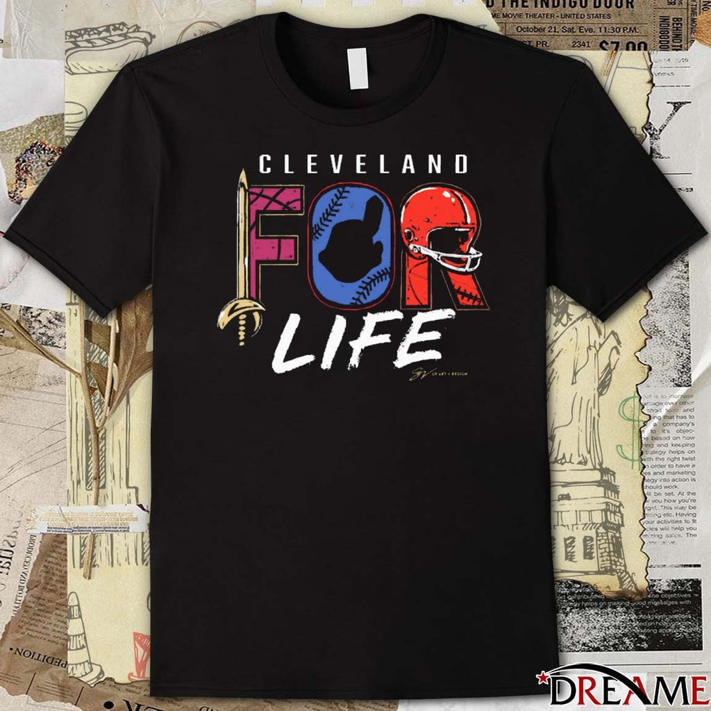 Cleveland Sports For Life Cleveland Guardians and Cleveland Browns Logo t-shirt