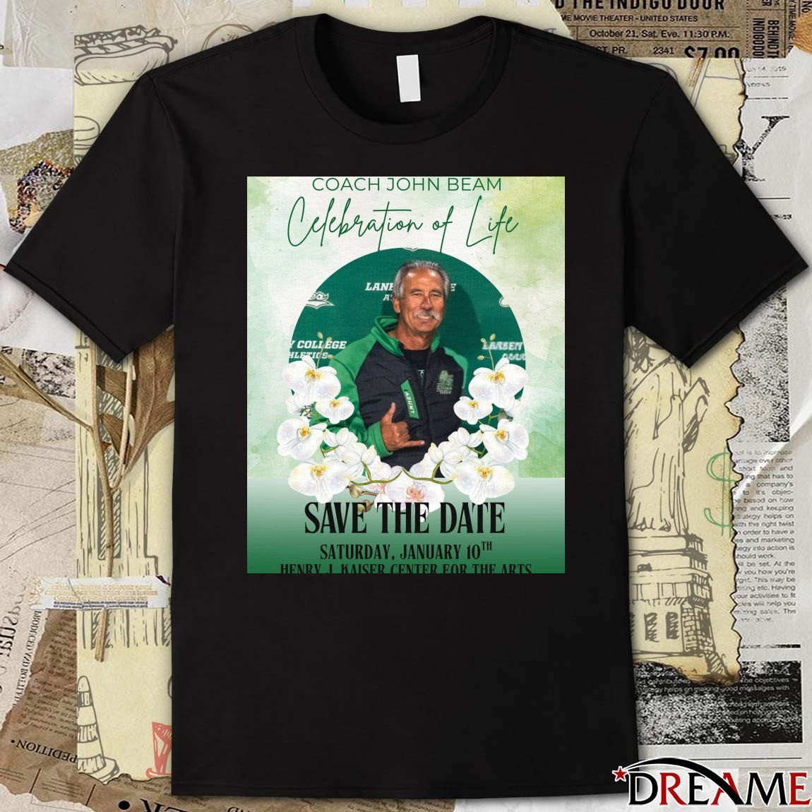 Coach John Beam Celebration Of Life Save The Date January 10th 2026 Henry J. Kaiser Center for the Arts Poster t-shirt
