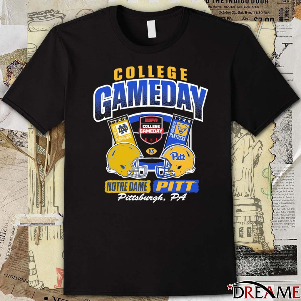 College GameDay Notre Dame Fighting Irish Vs Pittsburgh Panthers ESPN Pittsburgh PA 11 15 2025 Ticket t-shirt