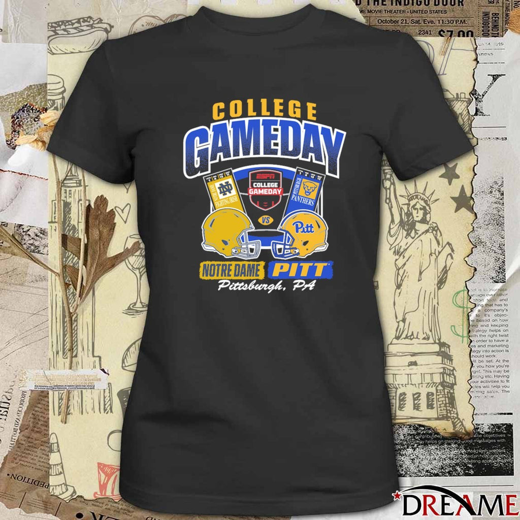College GameDay Notre Dame Fighting Irish Vs Pittsburgh Panthers ESPN Pittsburgh PA 11 15 2025 Ticket t-shirt