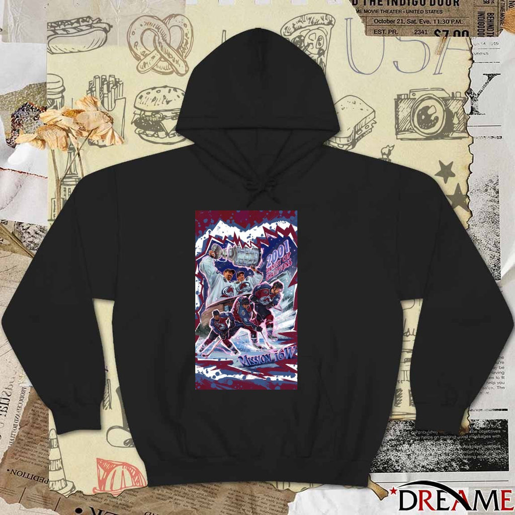 Colorado Avalanche 2001 Stanley Cup Champions Mission 16W Poster t-shirt