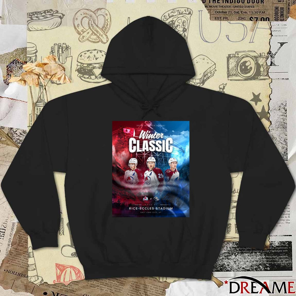 Colorado Avalanche vs. Utah Hockey Club Rocky Mountain Rivalry Winter Classic 2026-27 Rice-Eccles Stadium Poster t-shirt