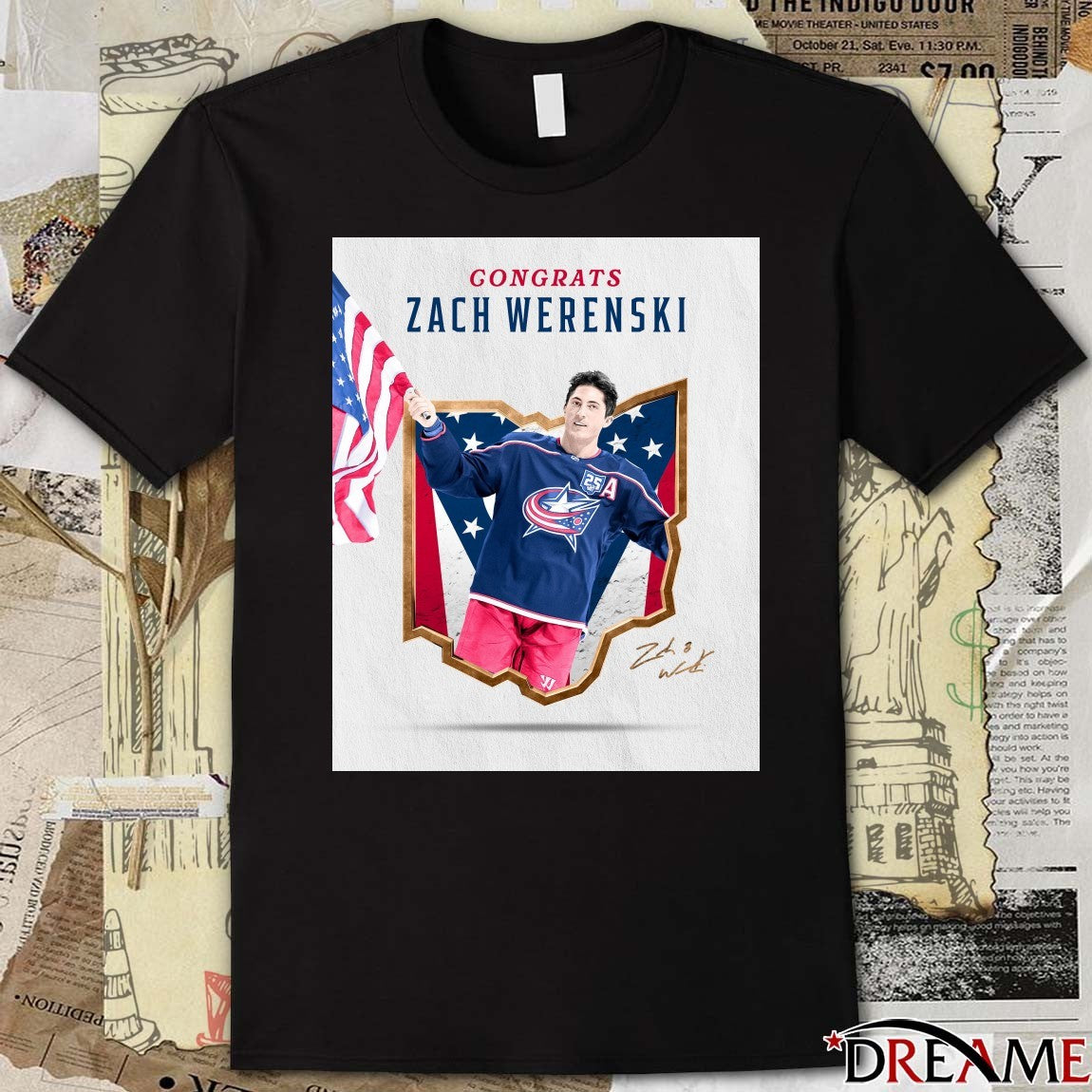 Congrats Zach Werenski Team USA Signature Columbus Blue Jackets Poster t-shirt