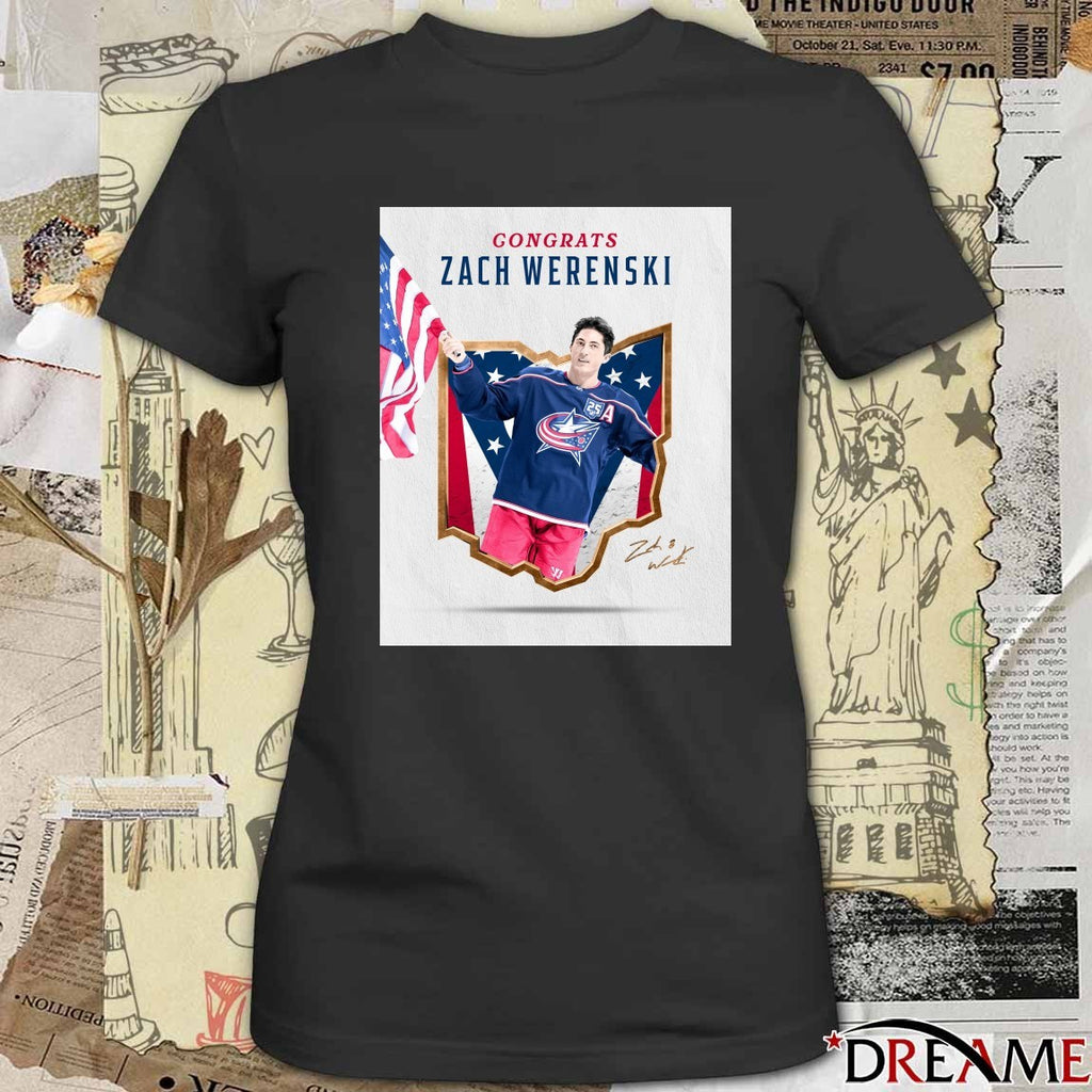 Congrats Zach Werenski Team USA Signature Columbus Blue Jackets Poster t-shirt