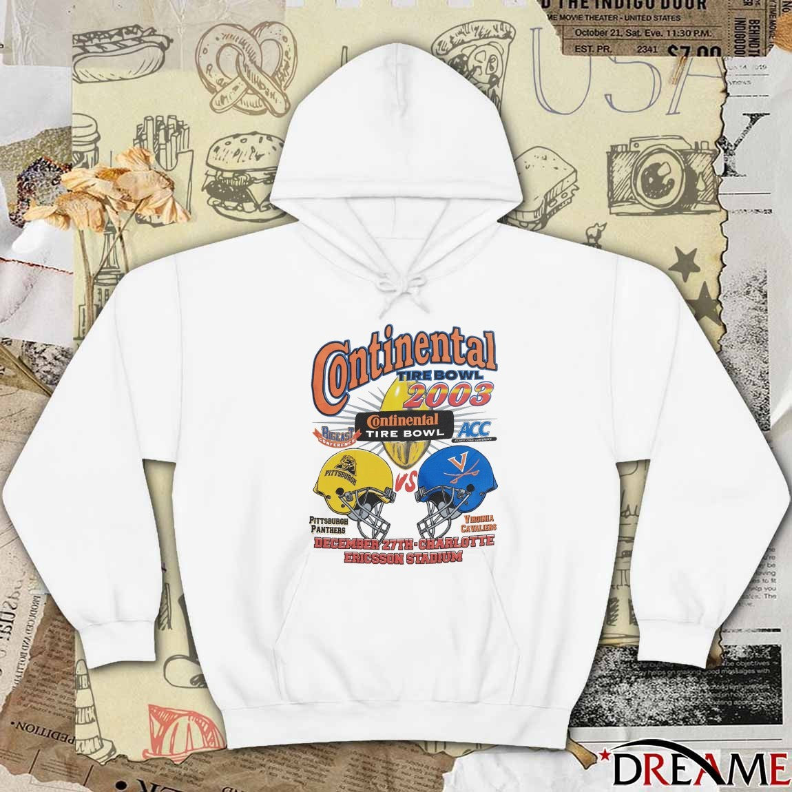 Continental Tire Bowl 2003 Pittsburgh Panthers vs Virginia Cavaliers December 27th Charlotte Ericsson Stadium t-shirt