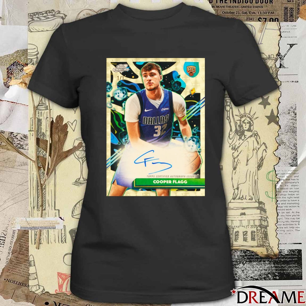 Cooper Flagg Topps Cosmic Chrome Basketball Card Signature t-shirt