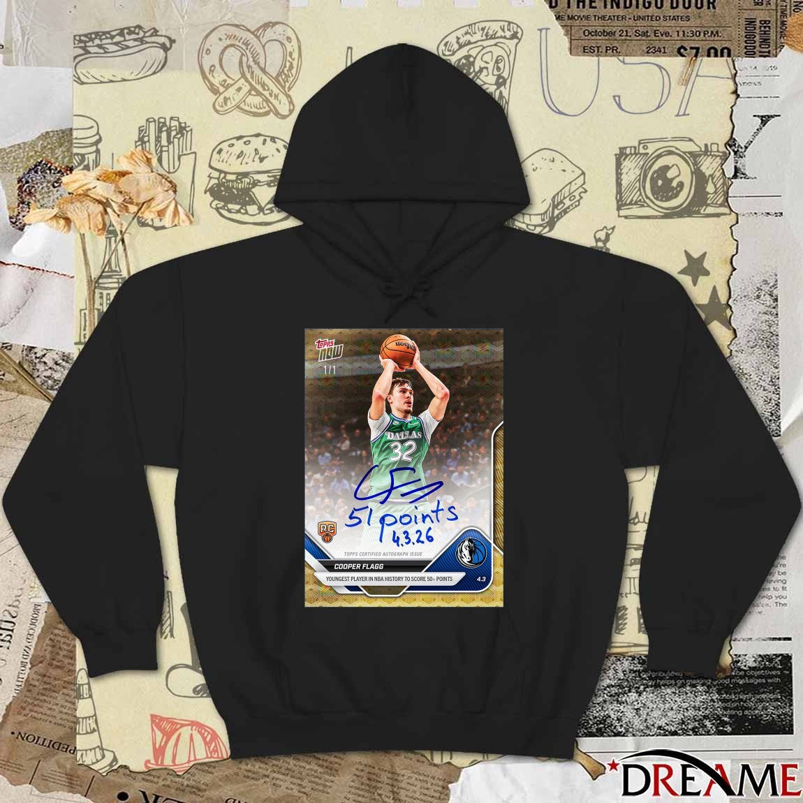 Cooper Flagg Youngest Player In NBA History To Score 50+ Points Topps Poster t-shirt