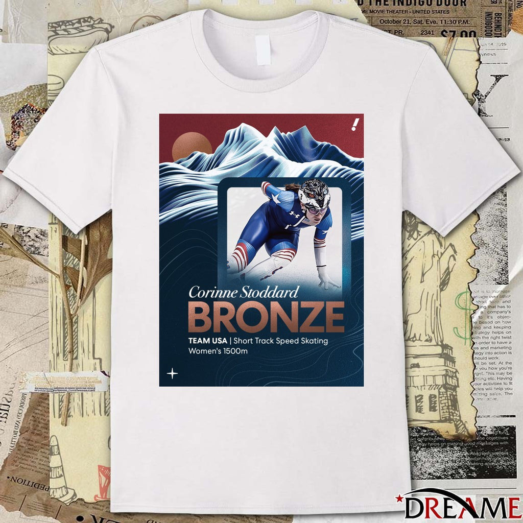 Corinne Stoddard BRONZE TEAM USA Short Track Speed Skating Women’s 1500m t-shirt