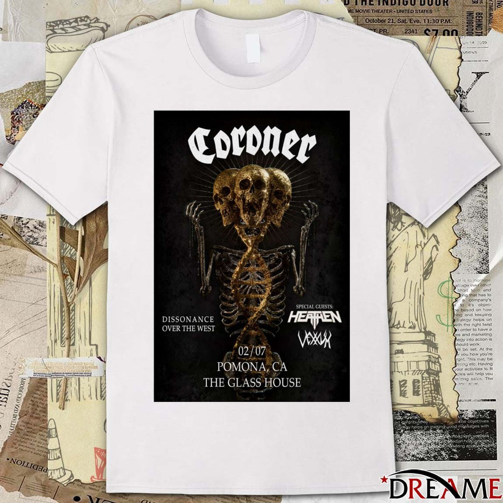Coroner Poster The Glass House Pomona CA February 07 2026 t-shirt