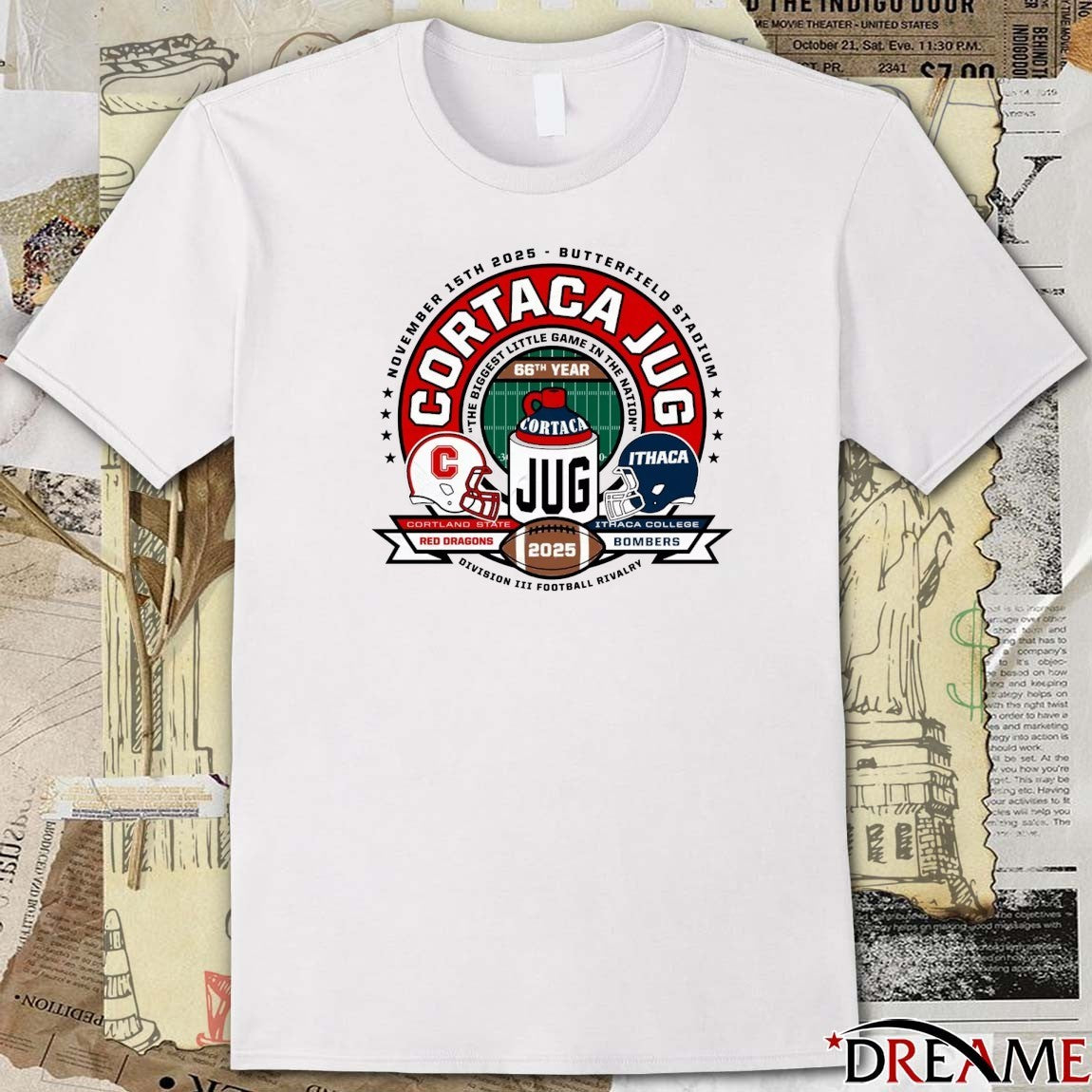 Cortland State Red Dragons Vs Ithaca College Bombers Cortaca Jug 2025 Division III Football Rivalry t-shirt