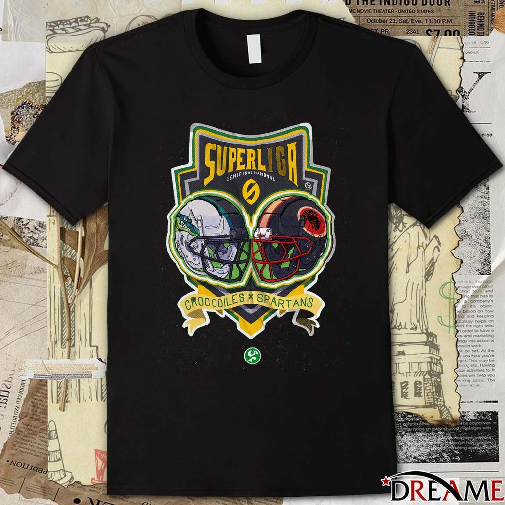 Crocodiles Vs Spartans Superliga Semifinal Nacional 2025 Helmet Logo t-shirt