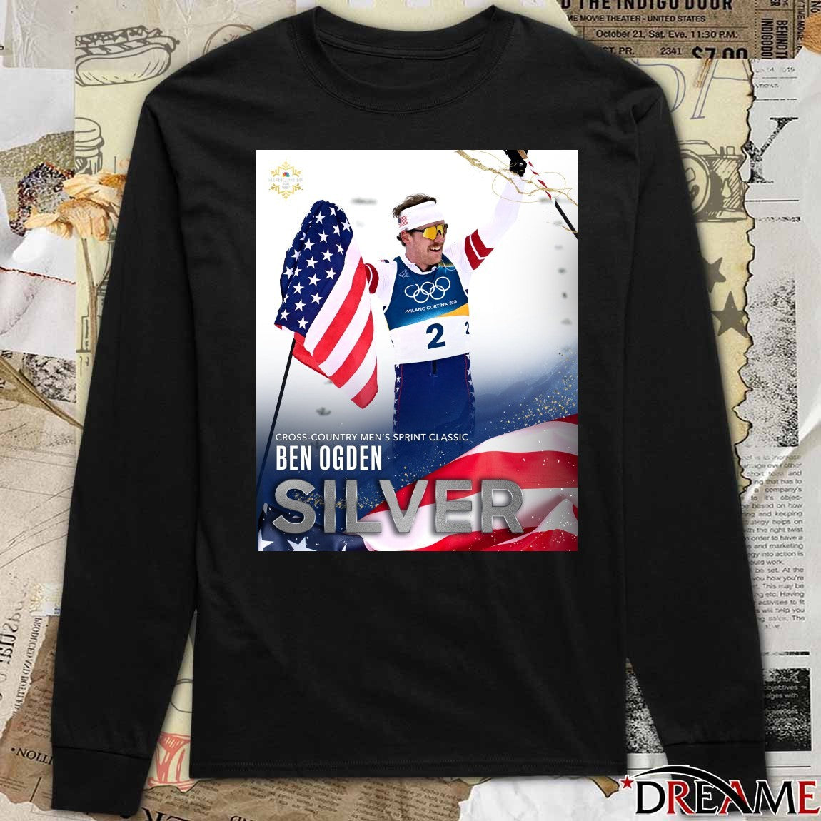 Cross-Country Men’s Sprint Classic Ben Ogden Silver 2026 Poster t-shirt