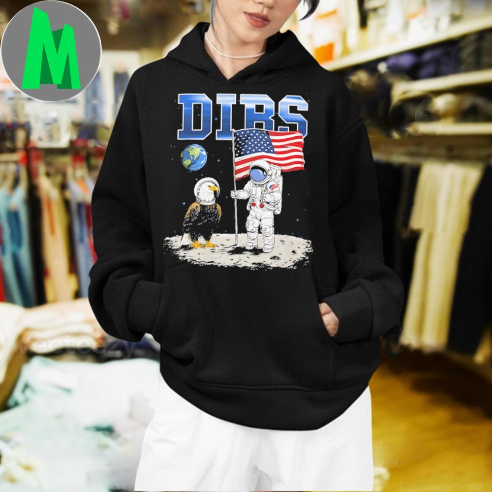 DIBS on the Moon Astronaut & Eagle American Flag T-Shirt