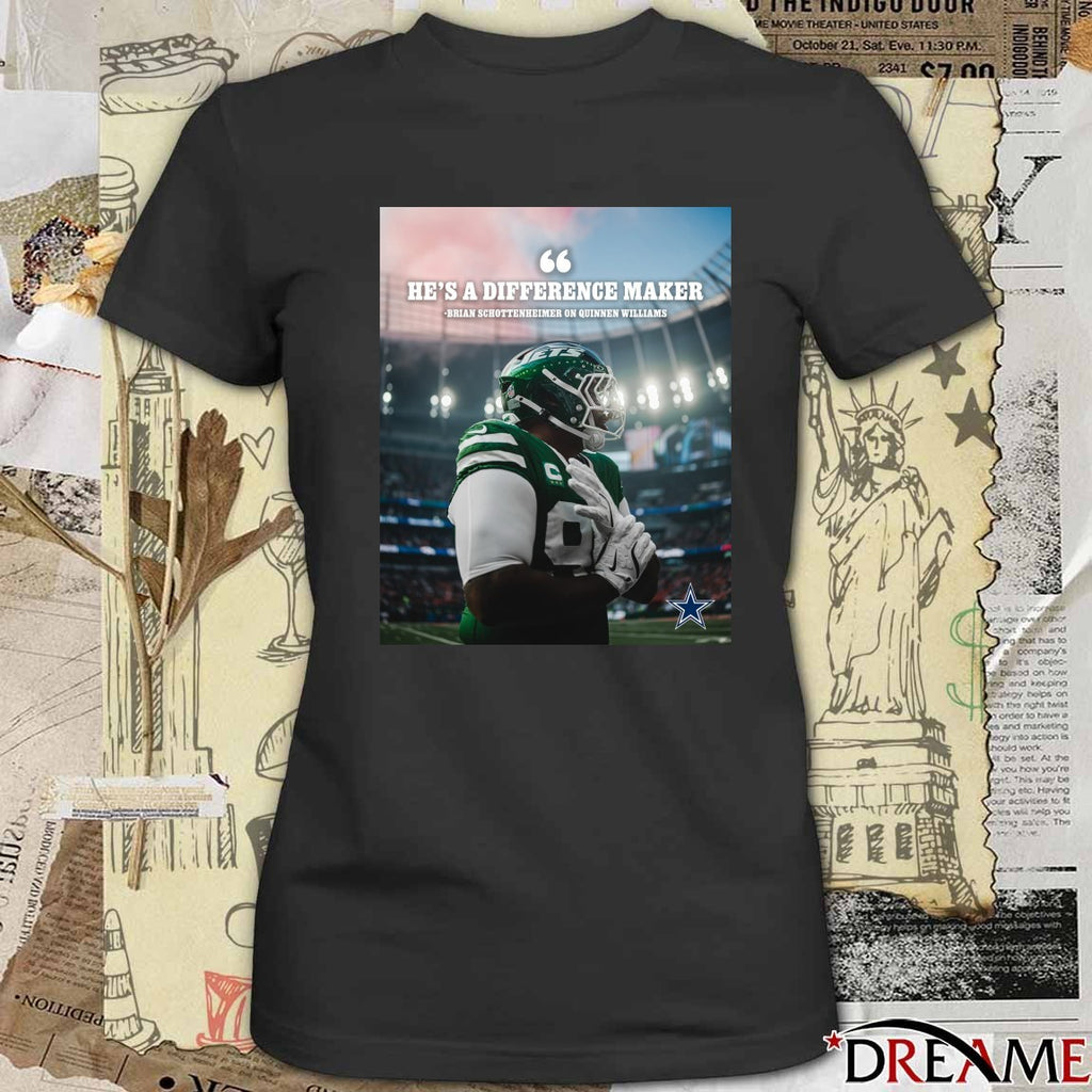 Dallas Cowboys He’s A Difference Maker Brian Schottenheimer On Quinnen Williams Poster t-shirt