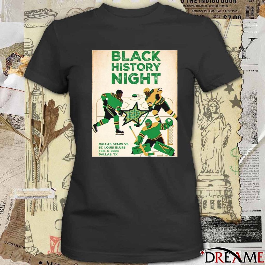 Dallas Stars Vs St Louis Blues Black History Night February 4 2026 Poster t-shirt