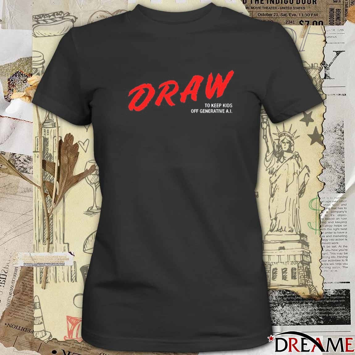 Daron Nefcy Wearing Draw To Keep Kids Off Generative Ai t-shirt