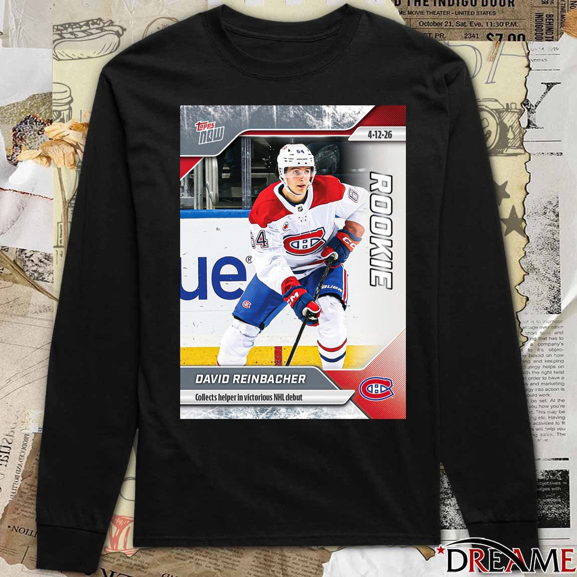 David Reinbacher Collects Helper In Victorious NHL Debut 2025-26 NHL Topps NOW t-shirt