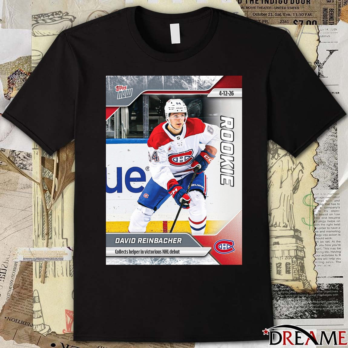David Reinbacher Collects Helper In Victorious NHL Debut 2025-26 NHL Topps NOW t-shirt