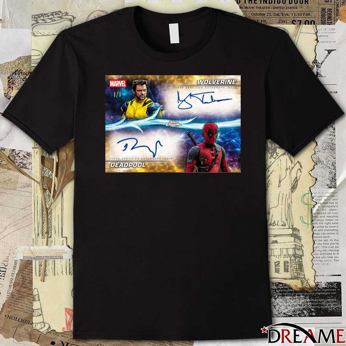 Deadpool & Wolverine Hugh Jackman and Ryan Reynolds Topps Certified Autograph Issue 2025 Signatures t-shirt